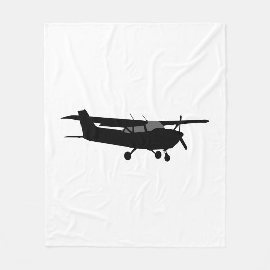 Vliegtuig Cessna Black Silhouette Flying Decor Fleece Deken (Voorkant)
