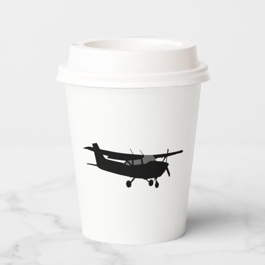 Vliegtuig Cessna Black Silhouette Flying Decor Papieren Bekers (Achterkant)