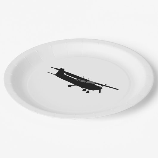 Vliegtuig Cessna Black Silhouette Flying Decor Papieren Bordje (Gekanteld)