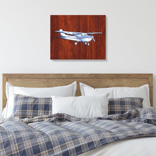 Vliegtuig Cessna Cessna Flying Mahogany Canvas Afdruk (Insitu (Slaapkamer))