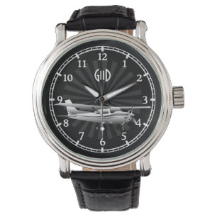 Vliegtuig Cessna Silhouet Sunburst Monogram Horloge