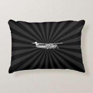 Vliegtuig Cessna Silhouette Flying Black Burst Accent Kussen