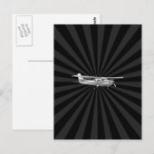 Vliegtuig Cessna Silhouette Flying Black Burst Briefkaart (Voorkant / Achterkant)
