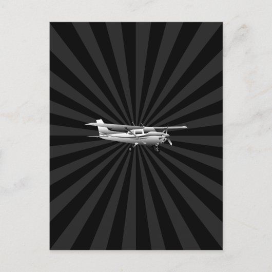 Vliegtuig Cessna Silhouette Flying Black Burst Briefkaart (Voorkant)