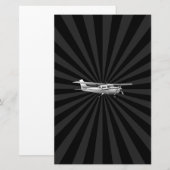 Vliegtuig Cessna Silhouette Flying Black Burst Briefpapier (Voorkant / Achterkant)
