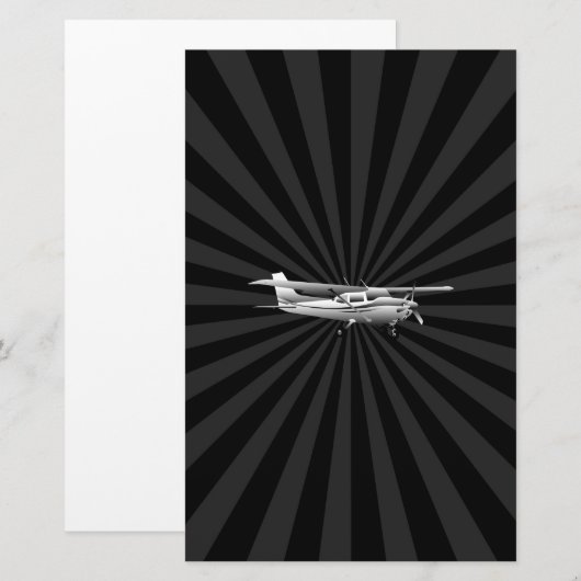Vliegtuig Cessna Silhouette Flying Black Burst Briefpapier (Voorkant / Achterkant)