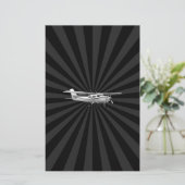 Vliegtuig Cessna Silhouette Flying Black Burst Briefpapier (Staand voorkant)
