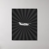 Vliegtuig Cessna Silhouette Flying Black Burst Canvas Afdruk (Voorkant)