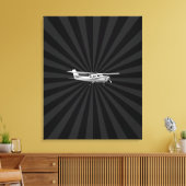 Vliegtuig Cessna Silhouette Flying Black Burst Canvas Afdruk (Insitu (Woonkamer))