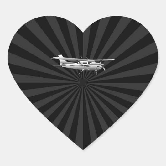 Vliegtuig Cessna Silhouette Flying Black Burst Hart Sticker (Voorkant)