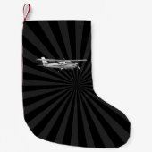 Vliegtuig Cessna Silhouette Flying Black Burst Kleine Kerstsok (Voorkant)