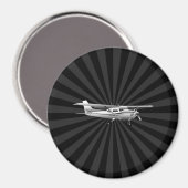 Vliegtuig Cessna Silhouette Flying Black Burst Magneet (Voorkant / Achterkant)