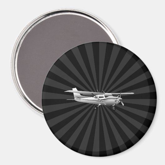 Vliegtuig Cessna Silhouette Flying Black Burst Magneet (Voorkant / Achterkant)