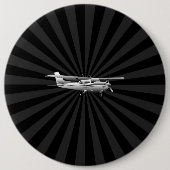 Vliegtuig Cessna Silhouette Flying Black Burst Ronde Button 6,0 Cm (Voorkant)