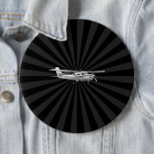 Vliegtuig Cessna Silhouette Flying Black Burst Ronde Button 6,0 Cm (In situ)