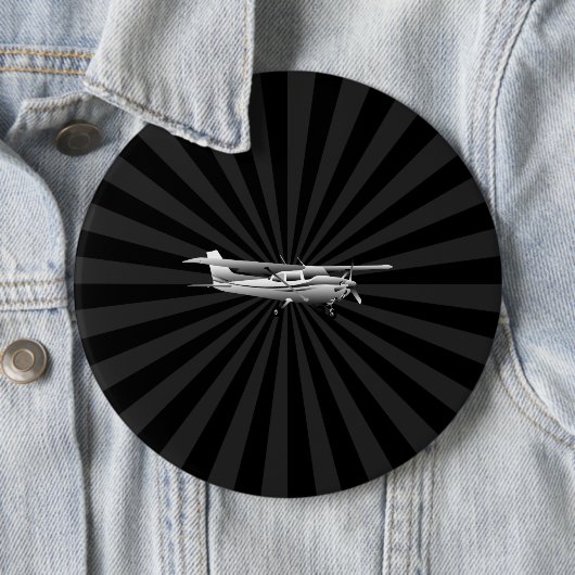 Vliegtuig Cessna Silhouette Flying Black Burst Ronde Button 6,0 Cm (In situ)