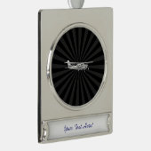 Vliegtuig Cessna Silhouette Flying Black Burst Verzilverd Banner Ornament (Rechts)