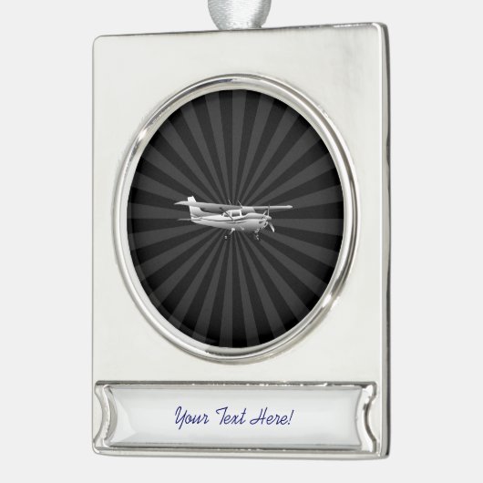 Vliegtuig Cessna Silhouette Flying Black Burst Verzilverd Banner Ornament (Links)