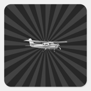 Vliegtuig Cessna Silhouette Flying Black Burst Vierkante Sticker