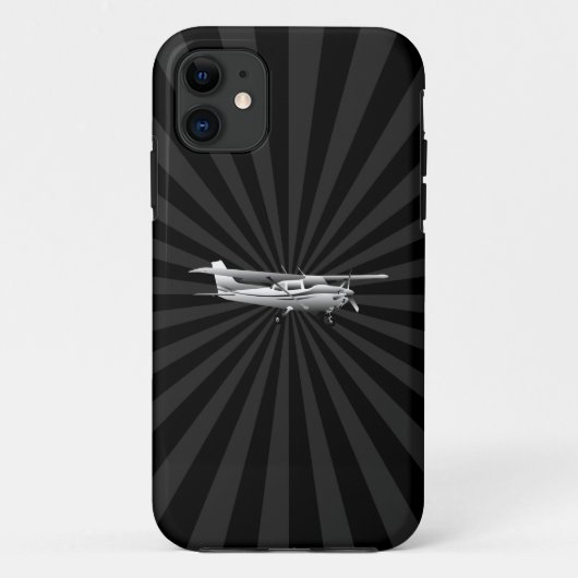 Vliegtuig Cessna Silhouette Flying Black Sunburst Case-Mate iPhone Case (Achterkant)
