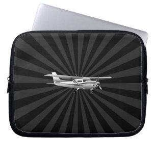 Vliegtuig Cessna Silhouette Flying Black Sunburst Laptop Sleeve