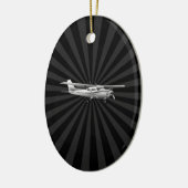 Vliegtuig Cessna Silhouette Flying Sunburst Decor Keramisch Ornament (Links)