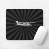 Vliegtuig Cessna Silhouette Flying Sunburst Decor Muismat (Met muis)