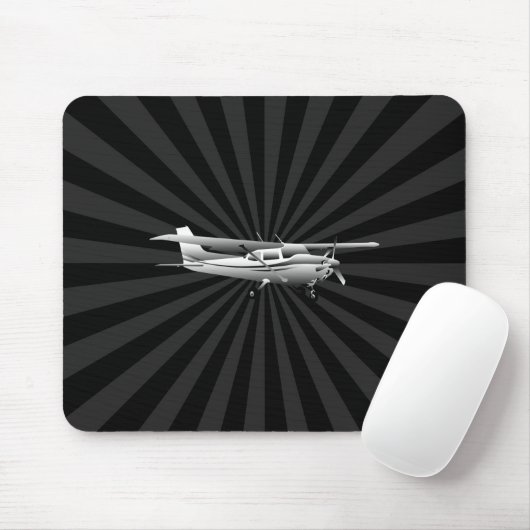Vliegtuig Cessna Silhouette Flying Sunburst Decor Muismat (Met muis)