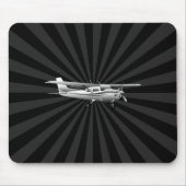 Vliegtuig Cessna Silhouette Flying Sunburst Decor Muismat (Voorkant)