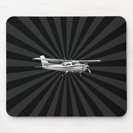 Vliegtuig Cessna Silhouette Flying Sunburst Decor Muismat (Voorkant)