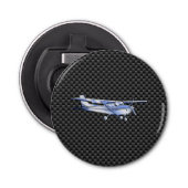 Vliegtuig Chrome als Cessna zwarte koolstofvezel Button Flesopener (Voorkant)