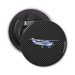 Vliegtuig Chrome als Cessna zwarte koolstofvezel Button Flesopener