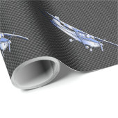 Vliegtuig Chrome als Cessna zwarte koolstofvezel Cadeaupapier (Rol Hoek)