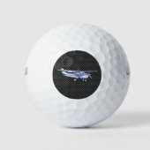 Vliegtuig Chrome als Cessna zwarte koolstofvezel Golfballen (Voorkant)
