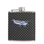 Vliegtuig Chrome als Cessna zwarte koolstofvezel Heupfles (Voorkant)