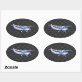 Vliegtuig Chrome als Cessna zwarte koolstofvezel Ovale Sticker (Vel)