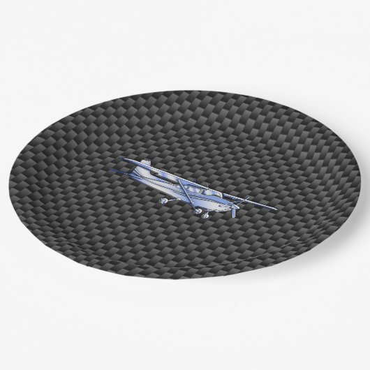 Vliegtuig Chrome als Cessna zwarte koolstofvezel Papieren Bordje (Gekanteld)
