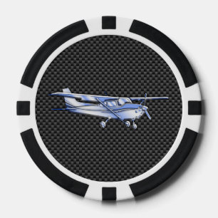 Vliegtuig Chrome als Cessna zwarte koolstofvezel Pokerchips