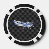 Vliegtuig Chrome als Cessna zwarte koolstofvezel Pokerchips (Achterkant)