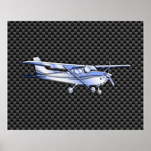 Vliegtuig Chrome als Cessna zwarte koolstofvezel Poster (Voorkant)
