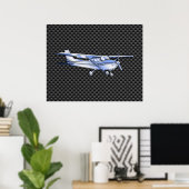 Vliegtuig Chrome als Cessna zwarte koolstofvezel Poster (Thuiskantoor)