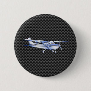 Vliegtuig Chrome als Cessna zwarte koolstofvezel Ronde Button 5,7 Cm