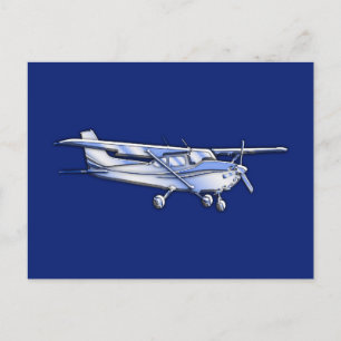 Vliegtuig Chrome Cessna Silhouette die op blauw vl Briefkaart