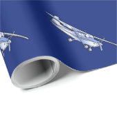 Vliegtuig Chrome Cessna Silhouette die op blauw vl Cadeaupapier (Rol Hoek)