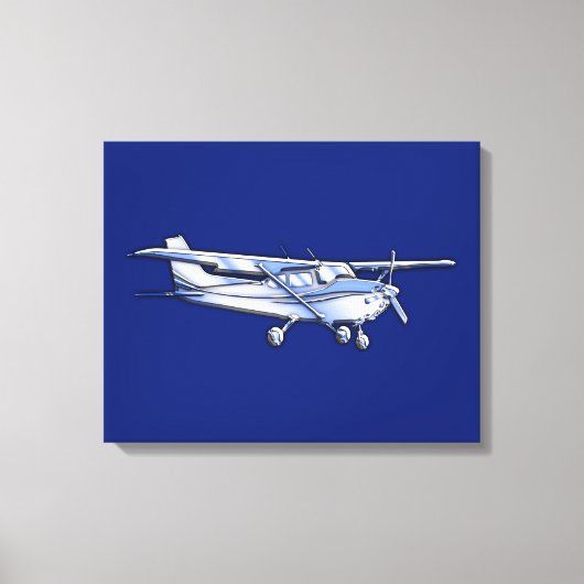 Vliegtuig Chrome Cessna Silhouette die op blauw vl Canvas Afdruk (Voorkant)