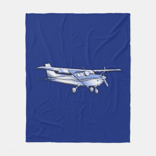 Vliegtuig Chrome Cessna Silhouette die op blauw vl Fleece Deken (Voorkant)