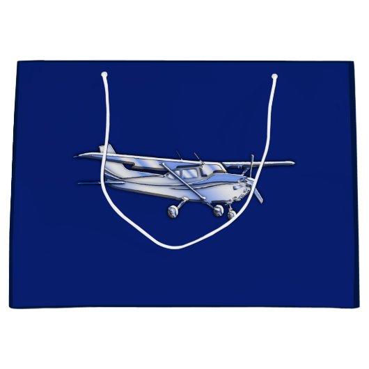 Vliegtuig Chrome Cessna Silhouette die op blauw vl Groot Cadeauzakje (Voorkant)