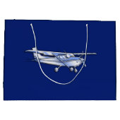 Vliegtuig Chrome Cessna Silhouette die op blauw vl Groot Cadeauzakje (Achterkant)
