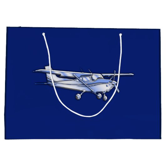 Vliegtuig Chrome Cessna Silhouette die op blauw vl Groot Cadeauzakje (Achterkant)