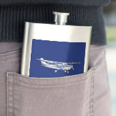 Vliegtuig Chrome Cessna Silhouette die op blauw vl Heupfles (Voorbeeld)